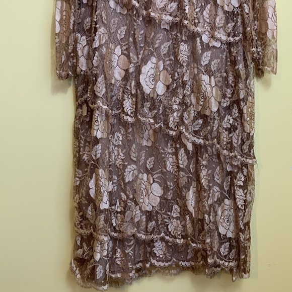 Rina DiMontella | Vintage Sequin French Lace 1920s Style Lace Tiered Dress 14 - Picture 4 of 17